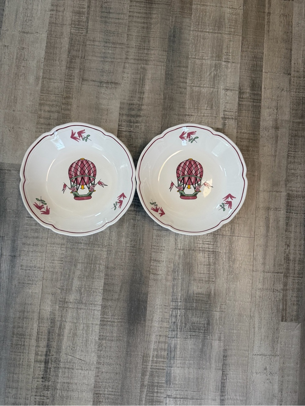 Vintage Pierre Deux Fait Main Hot Air Balloon Bowls Set of 2 French Country 8 In
